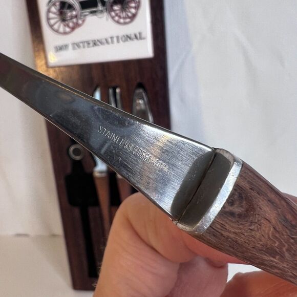 VTG 4 Piece Bar Ware Tool Set Hanging Magnetic Mid Century Modern Wood Tile - Picture 7 of 16